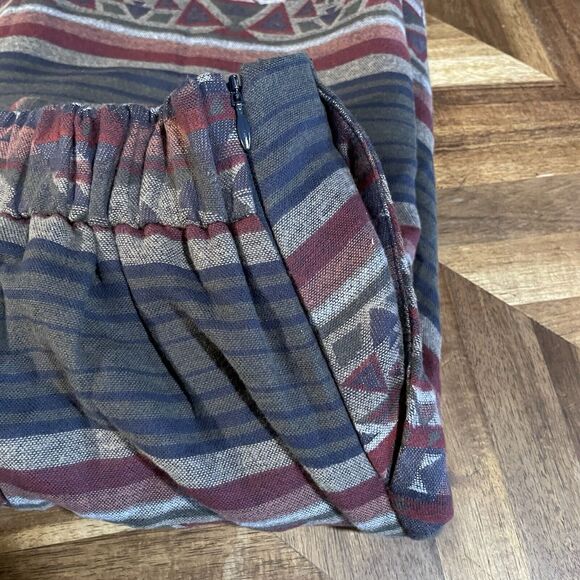 Orvis Wrap Skirt Sz M Southwestern Aztec Elastic Waist Side Zip Tie Pockets New - Picture 7 of 12